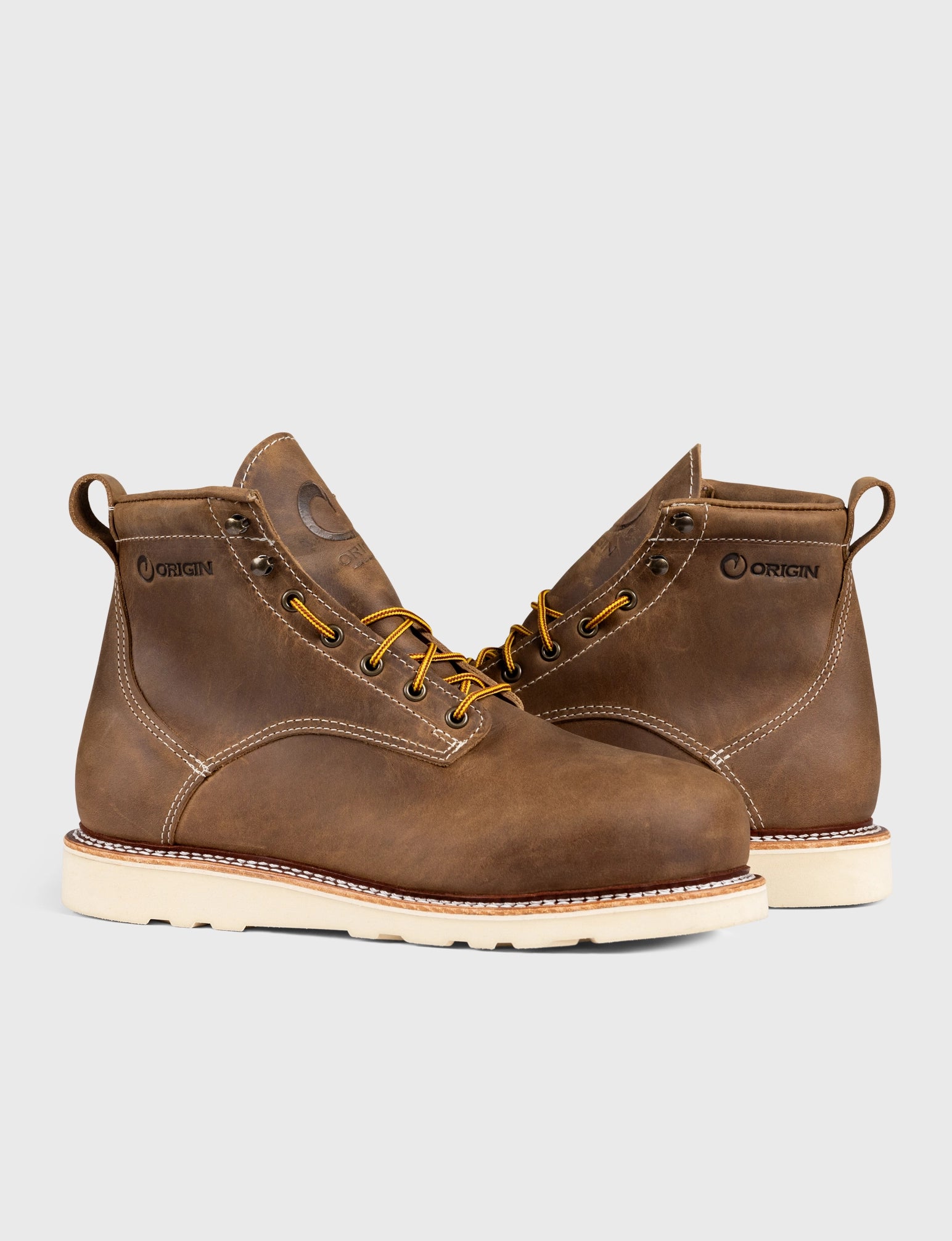 THE WILTON 6 STEEL TOE WORK BOOT - NATURAL WEDGE SOLE - Image 3