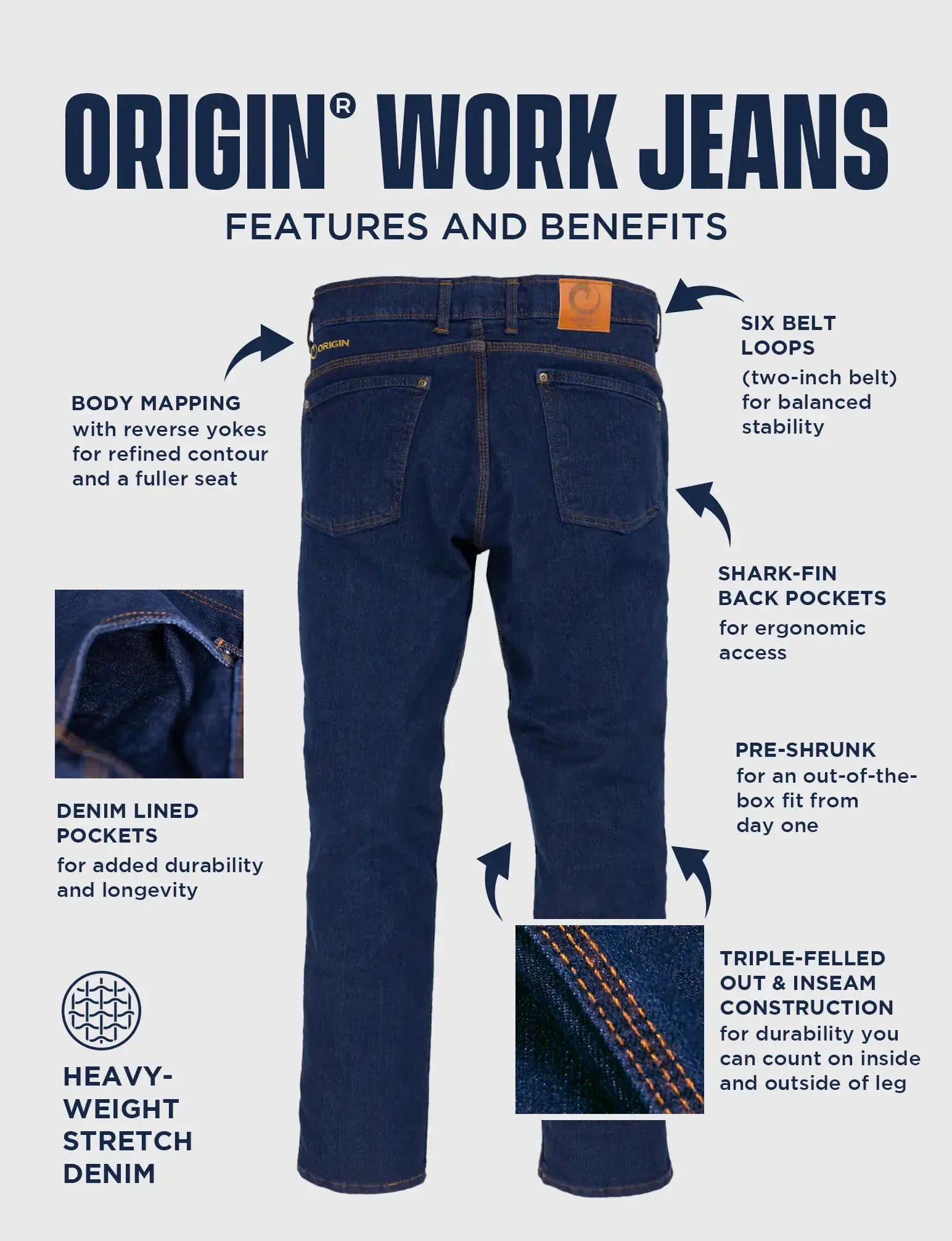 ORIGIN® WORK JEANS - DOUBLE KNEE - STRAIGHT - Image 4